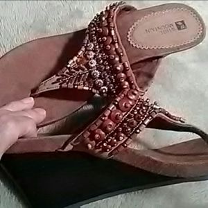 White Mountain Beaded Wedge Sandal